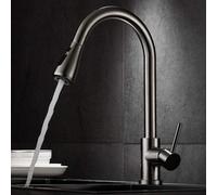 Heable Sleek Brushed Nickel Kitchen Tap Single Handle High Arc With Pull Down Sprayer