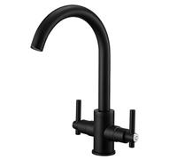 Heable Sleek Kitchen Mixer Tap Dual Lever Monobloc Swivel Spout Matte Black Heable Black
