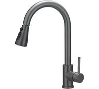 Heable Sleek Kitchen Sink Mixer Tap Grey Single Handle High Arc Pull Down Sprayer