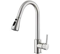 Heable Sleek Kitchen Tap Single Handle High Arc Pull Out Sprayer in Silver Heable Silver