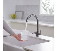 Heable Stylish Kitchen Mixer Tap Dual Lever Swivel Spout Grey Heable Grey