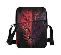 Head Angry Red Dragon on Black Crossbody Bag Small Casual Messenger Shoulder Bag Handbag Cell Phone Pouch Purse for Women Men Kids, Multicoloured, One Size