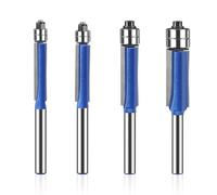 Head Biaxial Trimming Edge Knife, 1/4 inch Router Bit Set, 4Pcs Shank Flush Trim Pattern Bit Set, Cutting Diameter 1/4" 5/16" 3/8" 1/2", Ideal for Solid Wood, MDF, Particleboard, Plywood Cutting