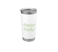 Head Body HTML Code Coder Web Developer Programming Joke Stainless Steel Insulated Tumbler