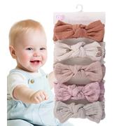 Head Bows for Babies, Bow Bands for Girls, Baby Bows Headbands, Elastic Head Pack Hair Accessories, Set of 5 Stretchy Soft Knot Headbands for Children