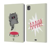 Head Case Designs Aaahh Wilbur The Cat Leather Wallet Case Compatible With Apple iPad Pro 11 M4 2024