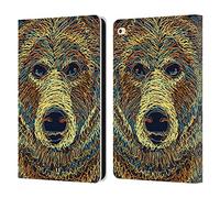 Head Case Designs Bear Scribble Animal Faces Leather Wallet Case Compatible With Apple iPad Air 2 (2014)