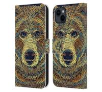 Head Case Designs Bear Scribble Animal Faces Leather Wallet Case Compatible With Apple iPhone 15 Plus