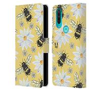 Head Case Designs Bees Watercolour Insects Leather Book Wallet Case Cover Compatible With Motorola One Action