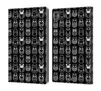 Head Case Designs Black In-Line Doodle Owls Leather Wallet Case Compatible With Apple iPad Pro 11 M4 2024