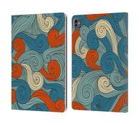 Head Case Designs Blue And Orange Vivid Swirls Leather Wallet Case Compatible With Apple iPad Pro 13 M4 2024