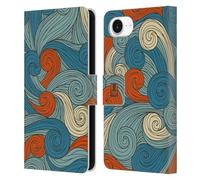 Head Case Designs Blue And Orange Vivid Swirls Leather Wallet Case Compatible With Apple iPhone 16e