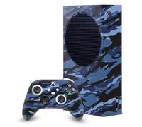 Head Case Designs Blue Camo Camouflage Game Console Wrap and Game Controller Skin Bundle Compatible With Xbox Series S Console & Controller Bundle