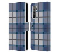 Head Case Designs Blue Grey Plaid - Pattern Collection Leather Book Wallet Case Cover Compatible With Huawei Nova 7 SE/P40 Lite 5G