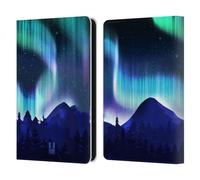 Head Case Designs Blue Pine Woods Northern Lights Leather Wallet Case Compatible With Amazon Kindle 11th Gen 6in 2022