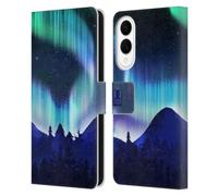 Head Case Designs Blue Pine Woods Northern Lights Leather Wallet Case Compatible With Samsung Galaxy S25 Edge
