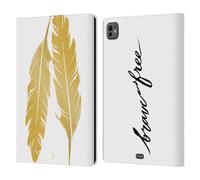 Head Case Designs Brave And Free Grand As Gold Leather Wallet Case Compatible With Apple iPad Pro 11 M4 2024