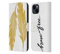 Head Case Designs Brave And Free Grand As Gold Leather Wallet Case Compatible With Apple iPhone 15 Plus