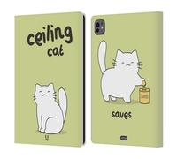 Head Case Designs Ceiling Cat Saves Avocado Ceiling Cat Vs Basement Cat Leather Wallet Case Compatible With Apple iPad Pro 11 M4 2024