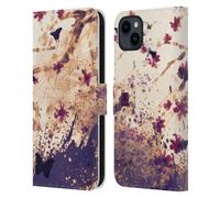 Head Case Designs Cherry Blossoms Floral Drips Leather Wallet Case Compatible With Apple iPhone 15 Plus