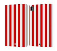 Head Case Designs Cherry Red Vertical Stripes Leather Wallet Case Compatible With Apple iPad Pro 11 M4 2024