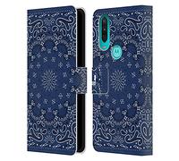 Head Case Designs Classic Blue Classic Paisley Bandana Leather Book Wallet Case Cover Compatible With Motorola One Action