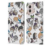 Head Case Designs Corgi Dog Breed Patterns Leather Book Wallet Case Cover Compatible With Motorola Moto G53 5G