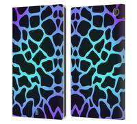 Head Case Designs Cyan Giraffe Mad Prints Leather Wallet Case Compatible With Amazon Fire Max 11 2023
