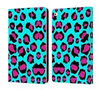 Head Case Designs Cyan Leopard Mad Prints Leather Wallet Case Compatible With Apple iPad Air 2 (2014)