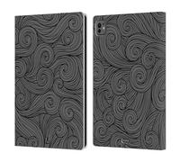Head Case Designs Dark Grey Vivid Swirls Leather Wallet Case Compatible With Apple iPad Pro 11 M4/M5 2024/2025