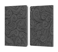 Head Case Designs Dark Grey Vivid Swirls Leather Wallet Case Compatible With Apple iPad Pro 13 M4 2024