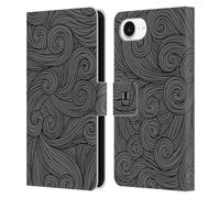 Head Case Designs Dark Grey Vivid Swirls Leather Wallet Case Compatible With Apple iPhone 16e