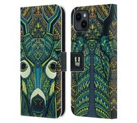 Head Case Designs Deer Aztec Animal Faces 2 Leather Wallet Case Compatible With Apple iPhone 15 Plus