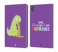 Head Case Designs Dinosaur Rainbow Puke Leather Wallet Case Compatible With Apple iPad Pro 11 M4/M5 2024/2025