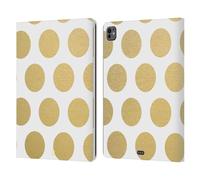 Head Case Designs Dots Grand As Gold Leather Wallet Case Compatible With Apple iPad Pro 13 M4 2024