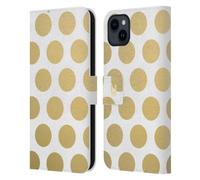 Head Case Designs Dots Grand As Gold Leather Wallet Case Compatible With Apple iPhone 15 Plus