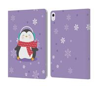Head Case Designs Dotted Scarf Kawaii Christmas Penguins Leather Wallet Case Compatible With Apple iPad Air 13 2024/2025