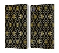 Head Case Designs Ebony Modern Baroque Leather Wallet Case Compatible With Apple iPad Pro 11 M4/M5 2024/2025