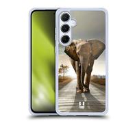 Head Case Designs Elephant Walking On The Road Wildlife Gel Case [Military Grade Protection] Compatible With Samsung Galaxy A55 5G
