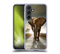 Head Case Designs Elephant Walking On The Road Wildlife Gel Case [Military Grade Protection] Compatible with Samsung Galaxy S24 FE and Compatible with MagSafe