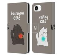 Head Case Designs Epic Battle Ceiling Cat Vs Basement Cat Leather Wallet Case Compatible With Apple iPhone 16e