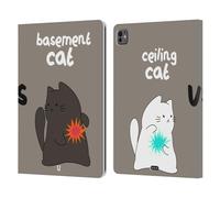 Head Case Designs Epic Battle Ceiling Cat Vs Basement Cat Leather Wallet Case Compatible With Apple iPad Pro 13 M4 2024
