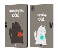 Head Case Designs Epic Battle Ceiling Cat Vs Basement Cat Leather Wallet Case Compatible With Apple iPad Pro 11 M4 2024