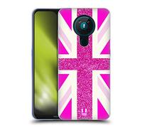 Head Case Designs Fashion Fuchsia Glitter Union Jack Collection Soft Gel Case and Matching Wallpaper Compatible With Nokia 5.3