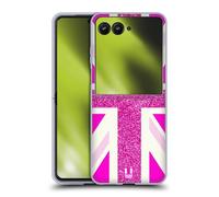 Head Case Designs Fashion Fuchsia Glitter Union Jack Collection Soft Gel Case Compatible With Motorola Razr 50 Ultra