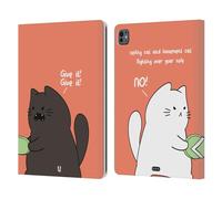 Head Case Designs Fighting Over Your Sole Ceiling Cat Vs Basement Cat Leather Wallet Case Compatible With Apple iPad Pro 13 M4 2024