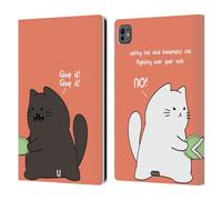 Head Case Designs Fighting Over Your Sole Ceiling Cat Vs Basement Cat Leather Wallet Case Compatible With Apple iPad Pro 11 M4 2024