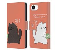Head Case Designs Fighting Over Your Sole Ceiling Cat Vs Basement Cat Leather Wallet Case Compatible With Apple iPhone 16e