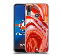 Head Case Designs Fire Opal Colourful Agates Soft Gel Case and Matching Wallpaper Compatible With Motorola Moto E6 Plus