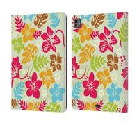 Head Case Designs Floral Hawaiian Patterns Leather Wallet Case Compatible With Apple iPad Pro 13 M4 2024